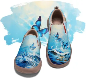 Women's Leather Shoes Slip On Flower Loafers Painted Travel Shoes Chinoiserie Art Fashion Sneaker