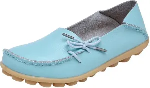 Women's Leather Slipper Loafers Flat Shoes Slip-Ons