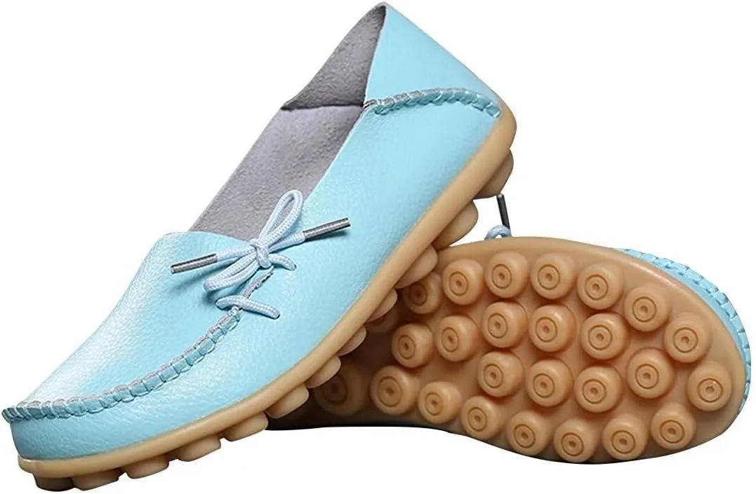 Women's Leather Slipper Loafers Flat Shoes Slip-Ons
