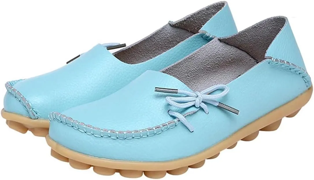 Women's Leather Slipper Loafers Flat Shoes Slip-Ons