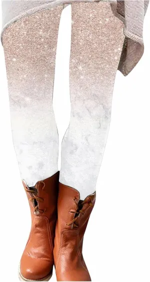 Womens Lightweight Sparkly Leggings Trendy High Waist Slim Glitter Yoga Pants Daily Sports Casual Tights Y2K Trousers