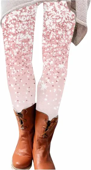 Womens Lightweight Sparkly Leggings Trendy High Waist Slim Glitter Yoga Pants Daily Sports Casual Tights Y2K Trousers