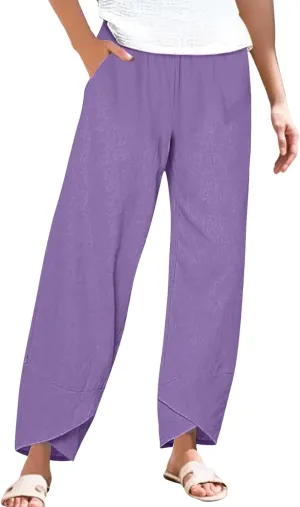 Womens Linen Home Lounge Pants Daily Office Work Relax Setting Trouser Outdoor Activitie Street Fashion Everyday Pant