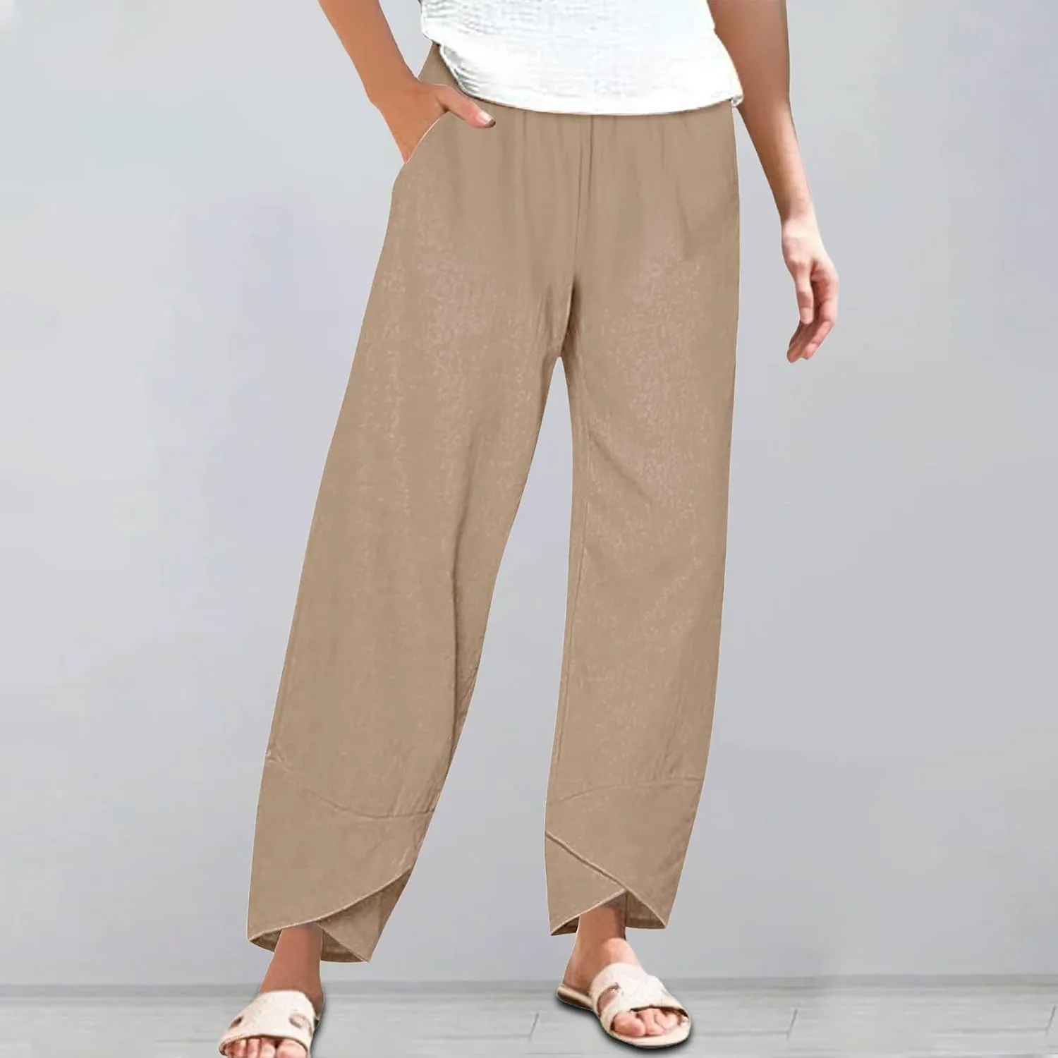 Womens Linen Home Lounge Pants Daily Office Work Relax Setting Trouser Outdoor Activitie Street Fashion Everyday Pant