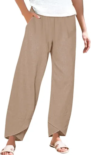 Womens Linen Home Lounge Pants Daily Office Work Relax Setting Trouser Outdoor Activitie Street Fashion Everyday Pant