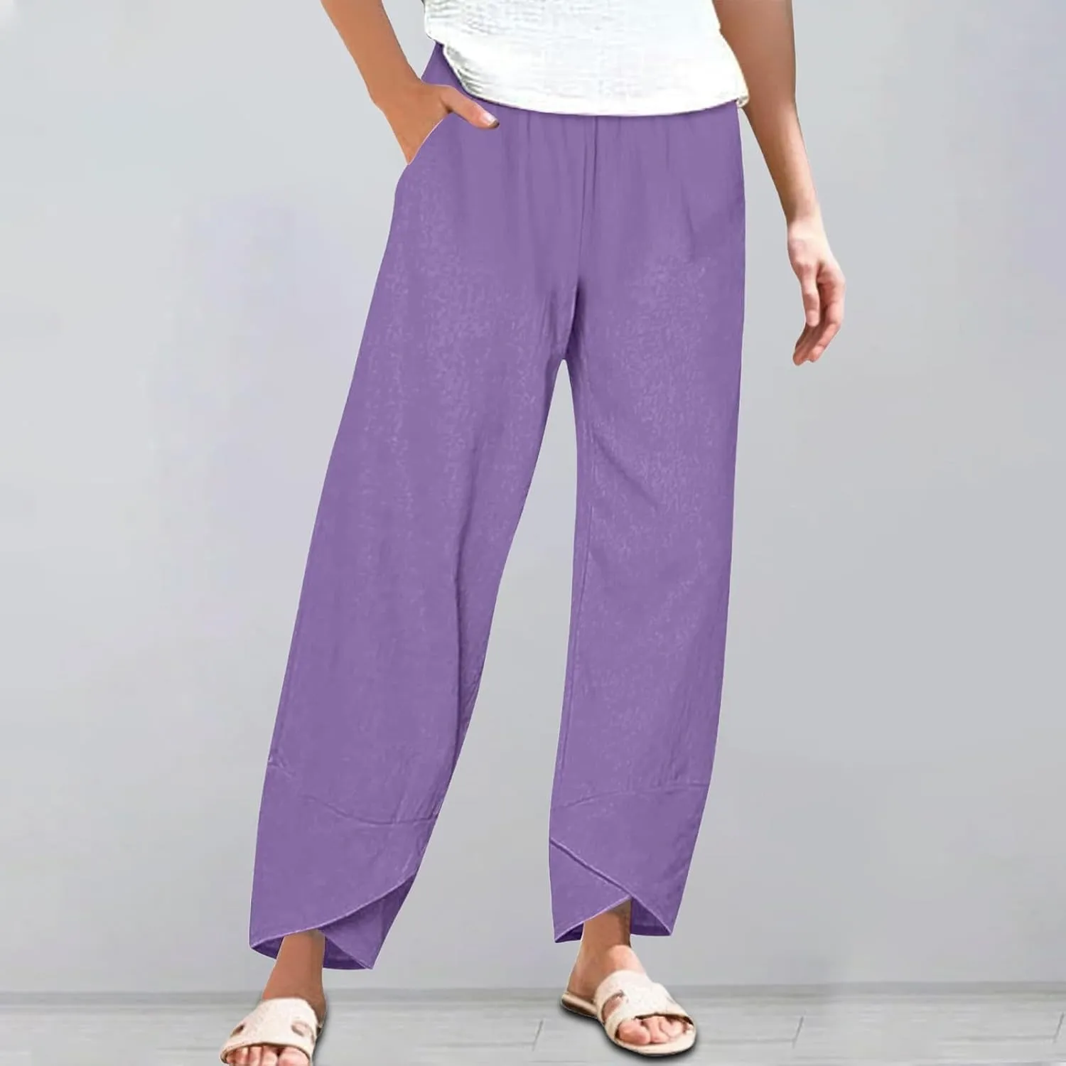 Womens Linen Home Lounge Pants Daily Office Work Relax Setting Trouser Outdoor Activitie Street Fashion Everyday Pant