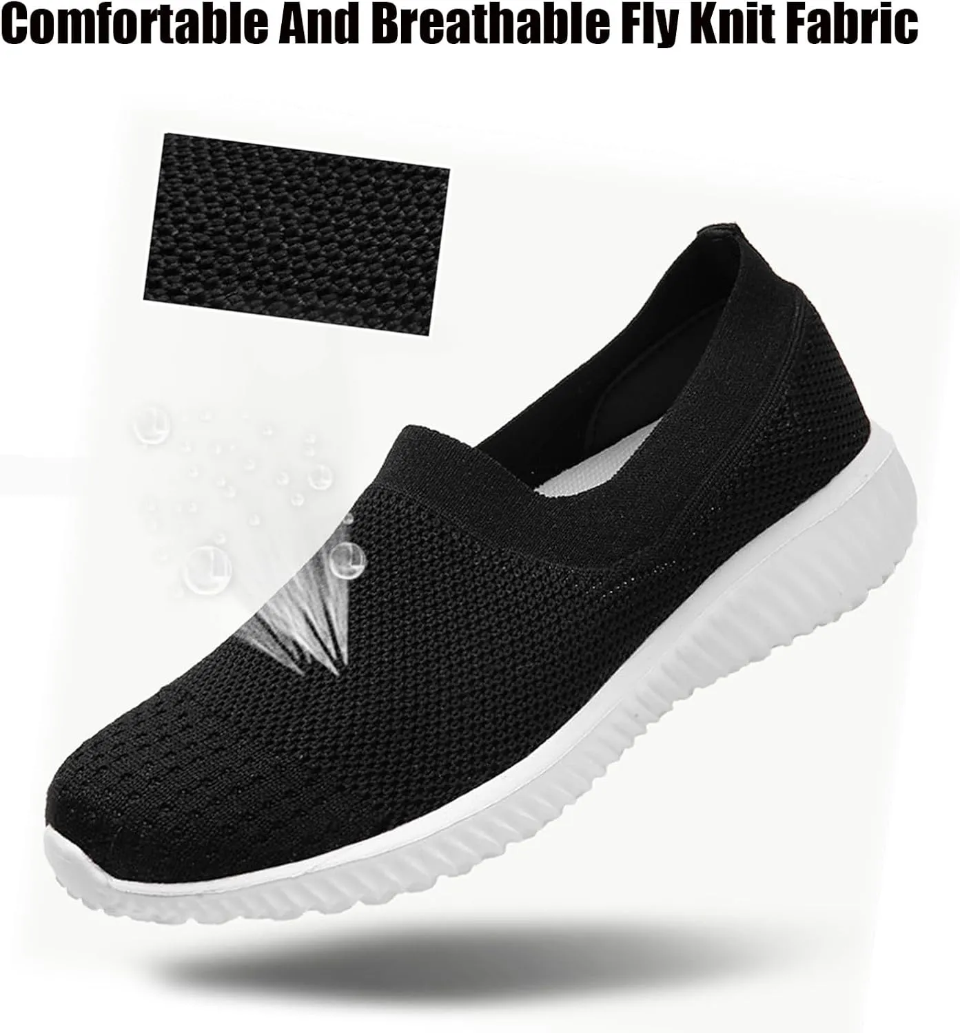 Women'S Mesh Knit Wide Width Orthopedic Loafers Comfortable Breathable Arch Support Slip-On Nurse Non-Slip Walking Sneakers Casual Lightweight Low-Top Office Work Shoes