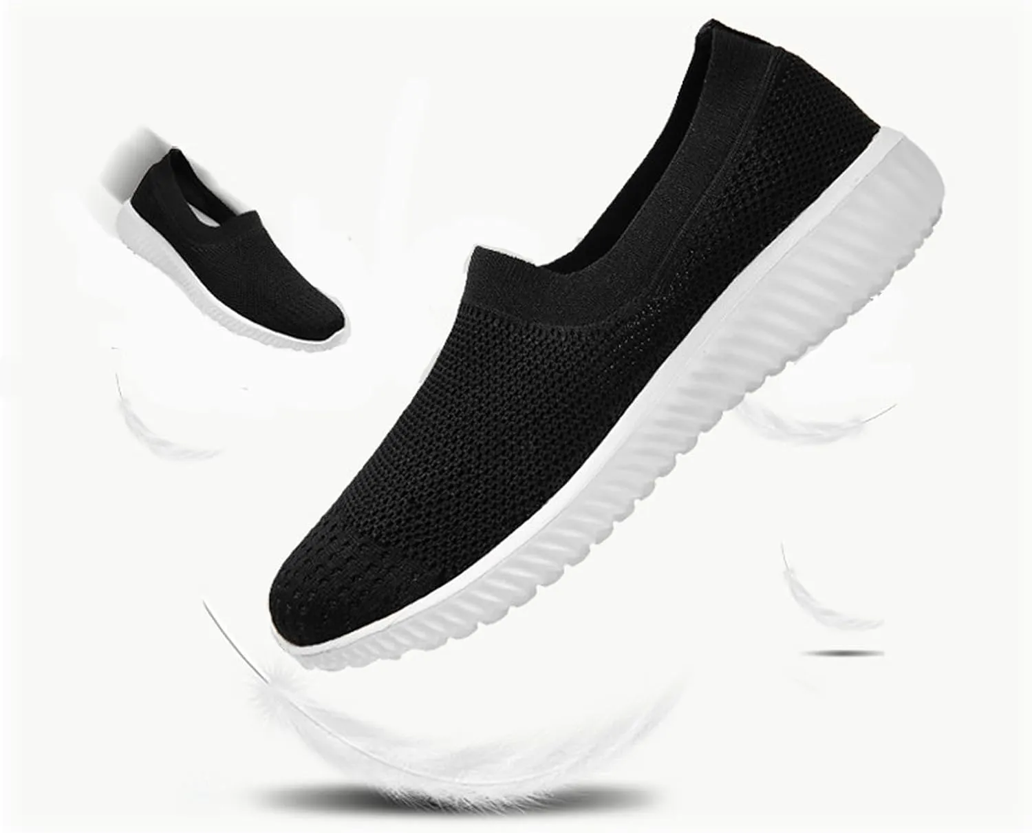 Women'S Mesh Knit Wide Width Orthopedic Loafers Comfortable Breathable Arch Support Slip-On Nurse Non-Slip Walking Sneakers Casual Lightweight Low-Top Office Work Shoes