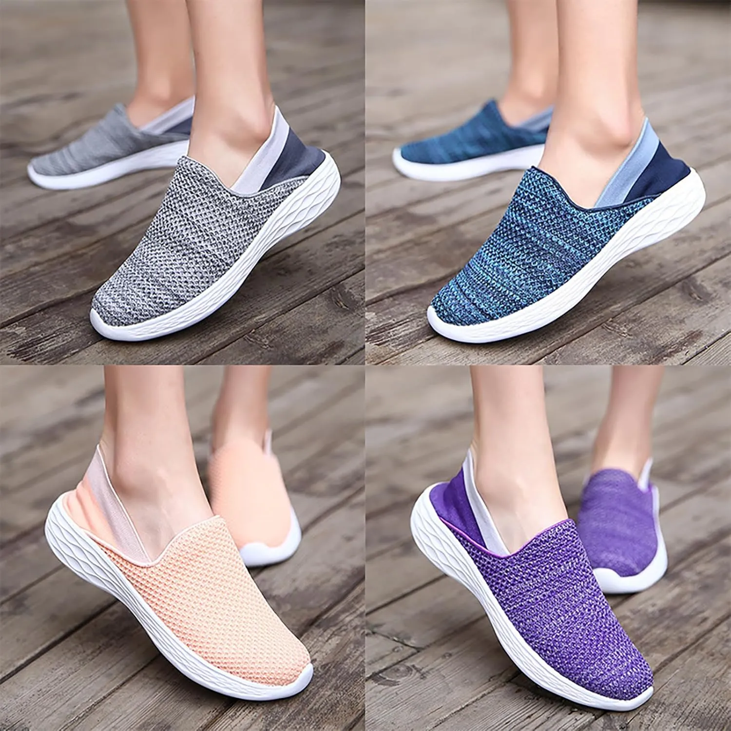 Women'S Mesh Knit Wide Width Orthopedic Loafers Comfortable Breathable Arch Support Slip-On Nurse Non-Slip Walking Sneakers Casual Lightweight Low-Top Office Work Shoes