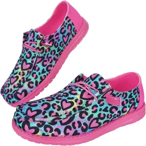 Women's Milky Cow Print Slip-On Loafers - Lightweight Comfortable Casual Shoes with Elastic Laces, Foam Outsole, Orthotic Walking Shoes for Daily Wear, US 6-10