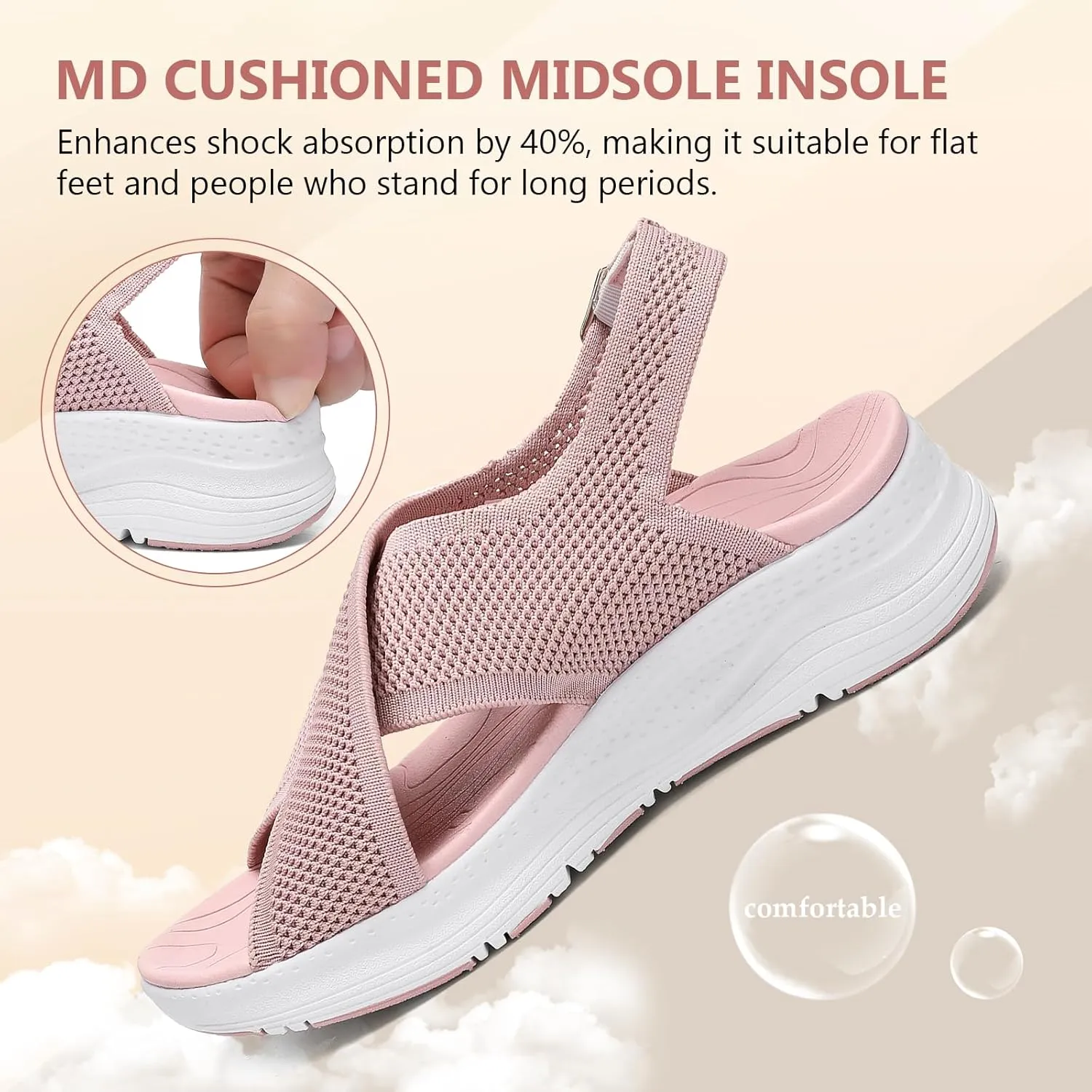 Womens Orthopedic Sandals Ladies Recovery Sport Outdoor Adjustable Strap Sandals with Comfortable Plantar Fasciitis Arch Support