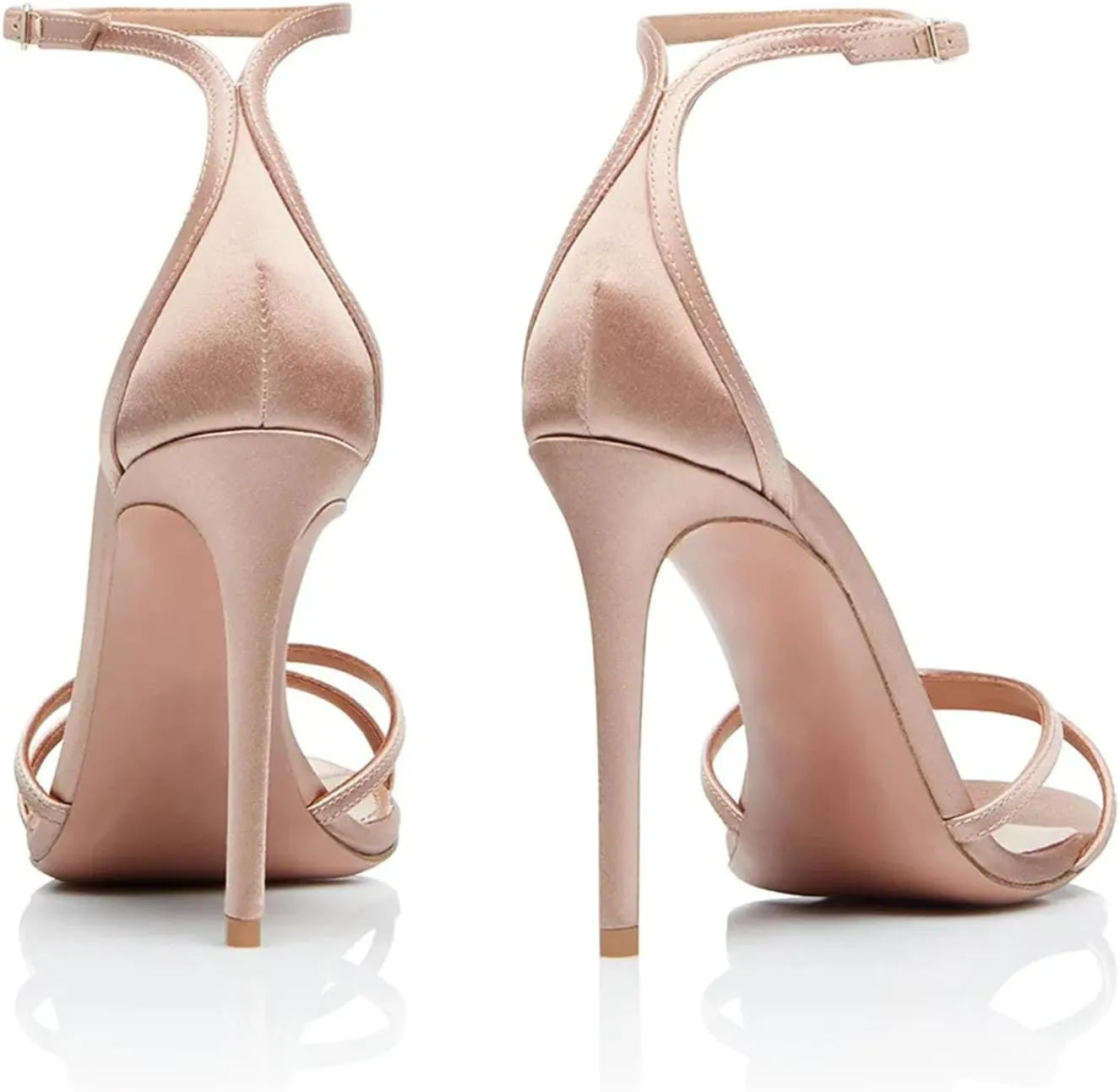 Women's Peep Toe Satin Sandals, Gold Stiletto Wedding Evening Heels