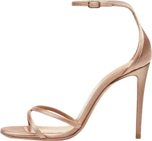 Women's Peep Toe Satin Sandals, Gold Stiletto Wedding Evening Heels