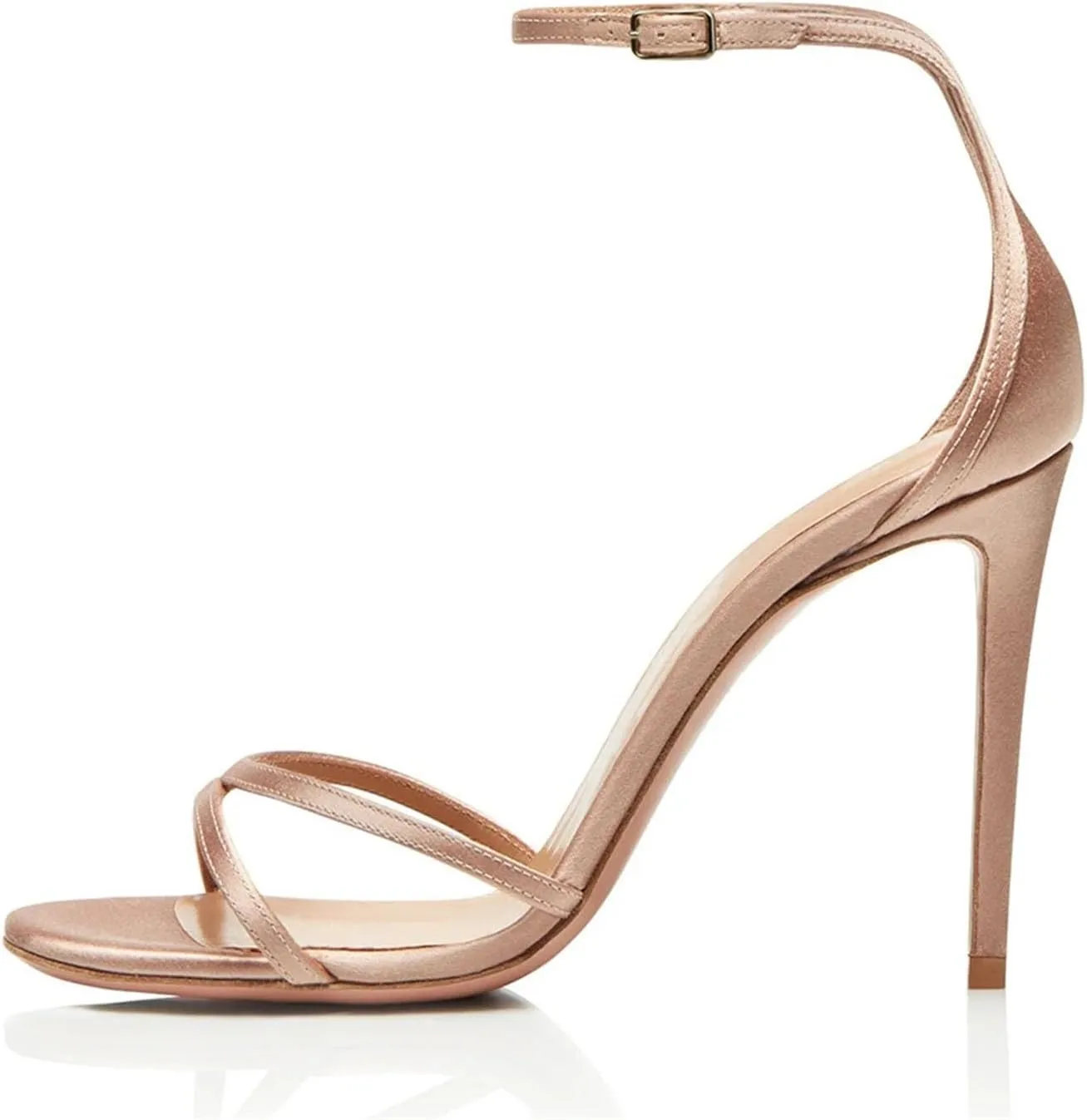 Women's Peep Toe Satin Sandals, Gold Stiletto Wedding Evening Heels