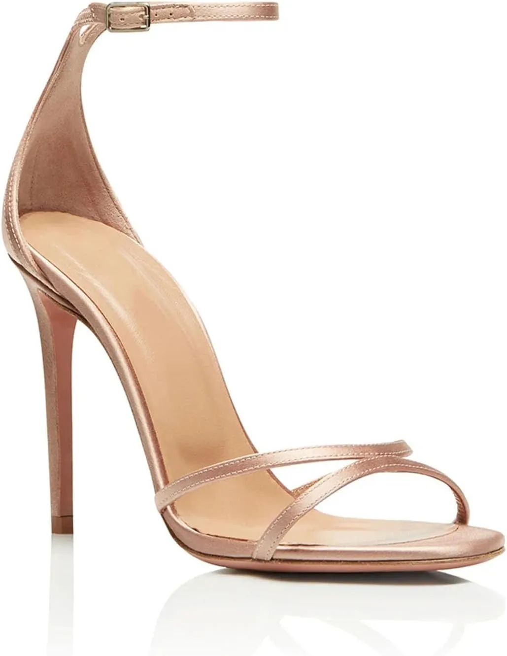 Women's Peep Toe Satin Sandals, Gold Stiletto Wedding Evening Heels