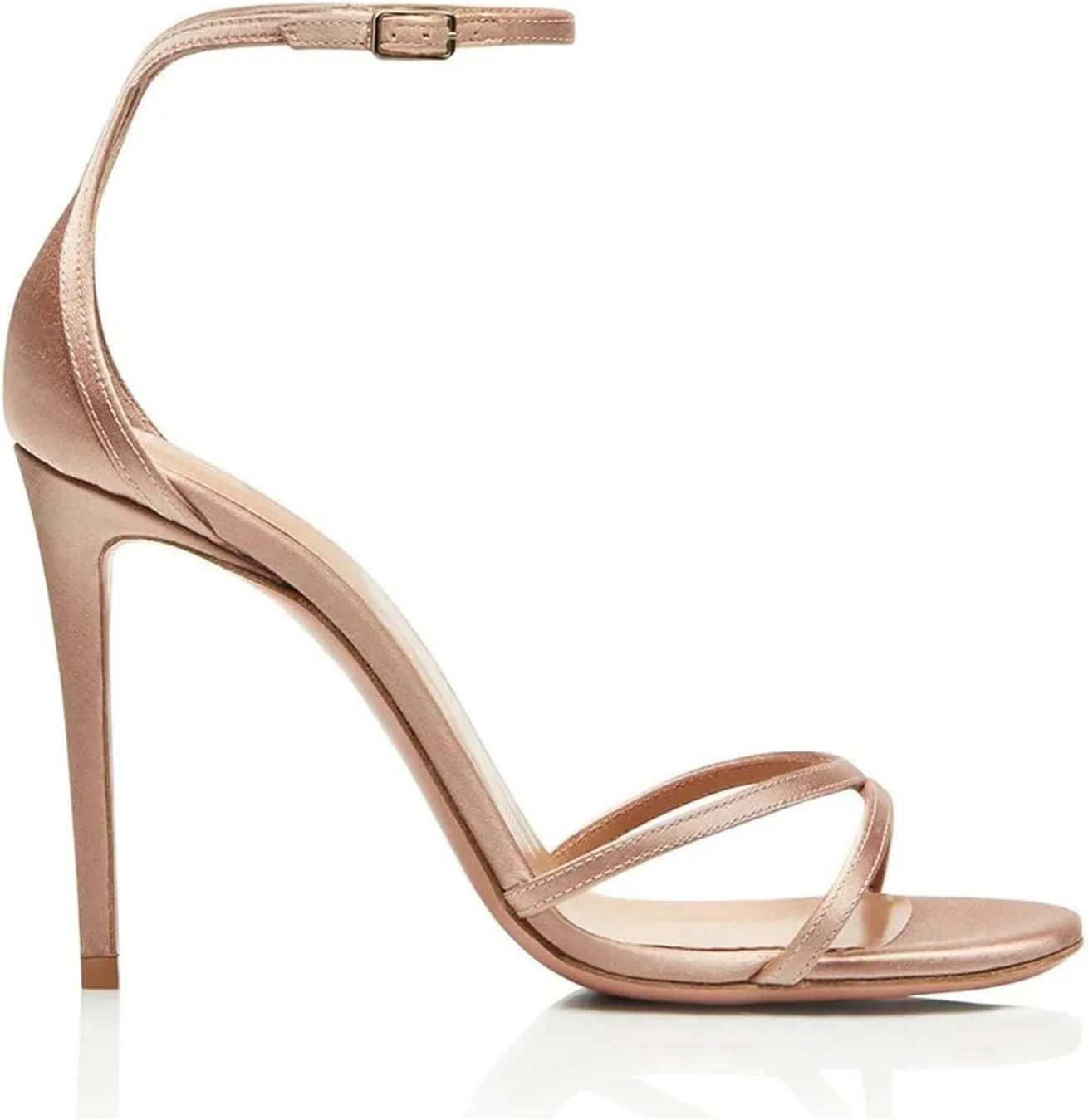 Women's Peep Toe Satin Sandals, Gold Stiletto Wedding Evening Heels