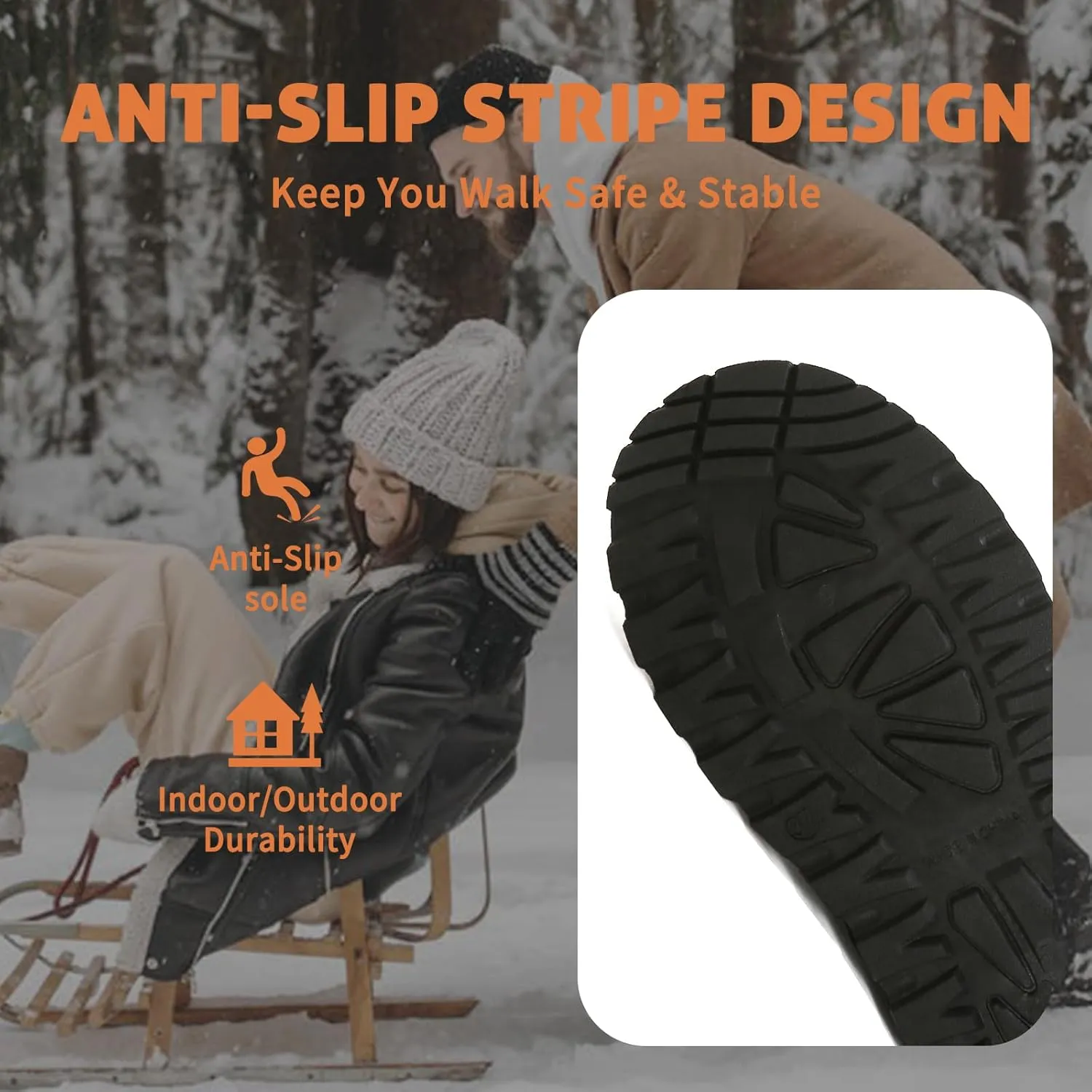 Women's Platform Fuzzy Slippers, Warm Winter Snow Mini Boots with Memory Foam, Fur Fleece Lined House Shoes Indoor and Outdoor