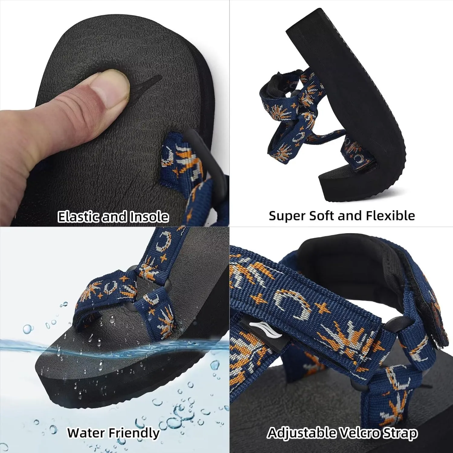 Women's Platform Sandals Casual Adjustable Shoes with Arch Support Yoga Mat Insole Light Weight Flatform Sandals