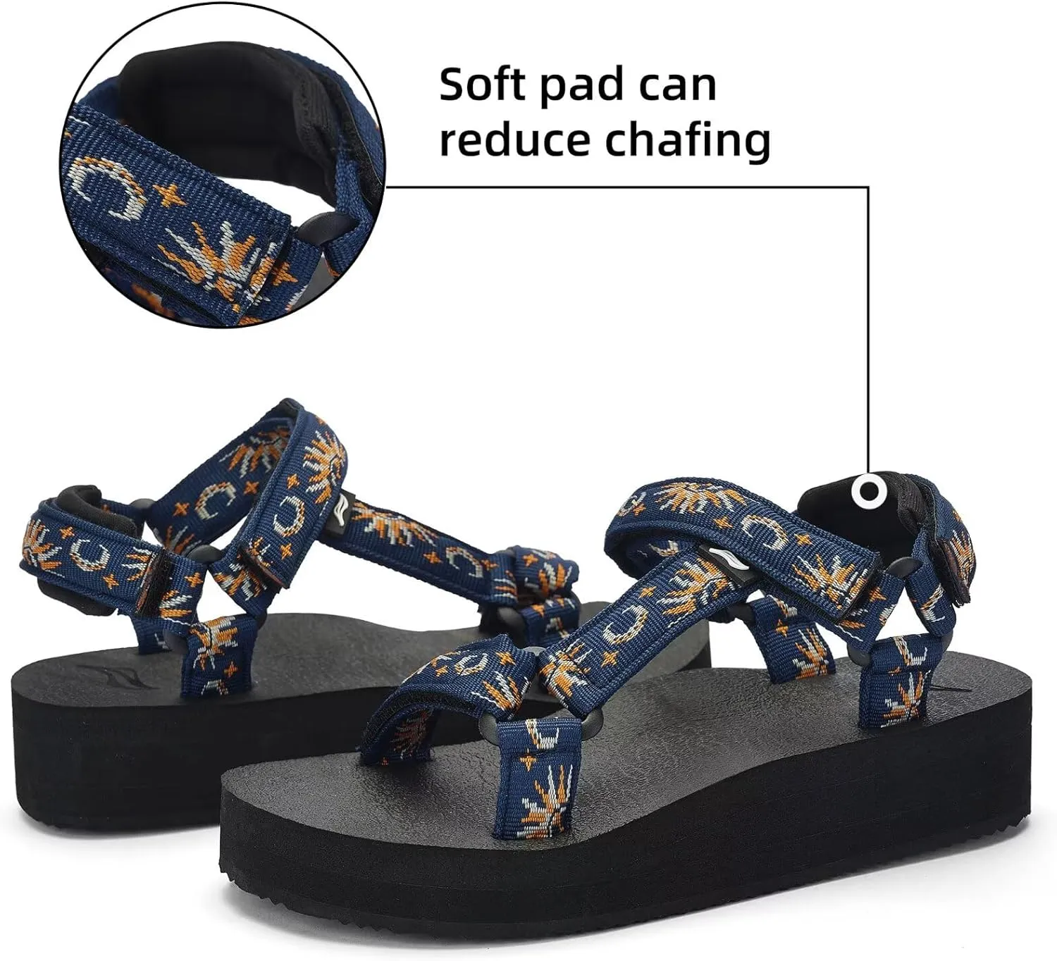 Women's Platform Sandals Casual Adjustable Shoes with Arch Support Yoga Mat Insole Light Weight Flatform Sandals