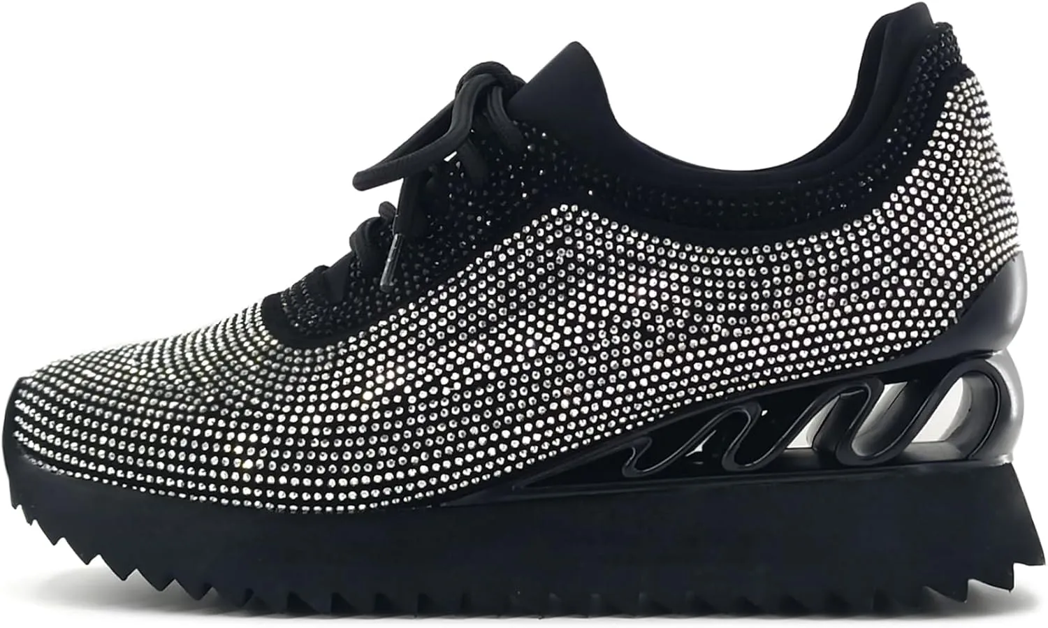 Women's Platform Sneakers Fashion Rhinestone Sneakers Shoes Low Top Walking Shoes Lace Up