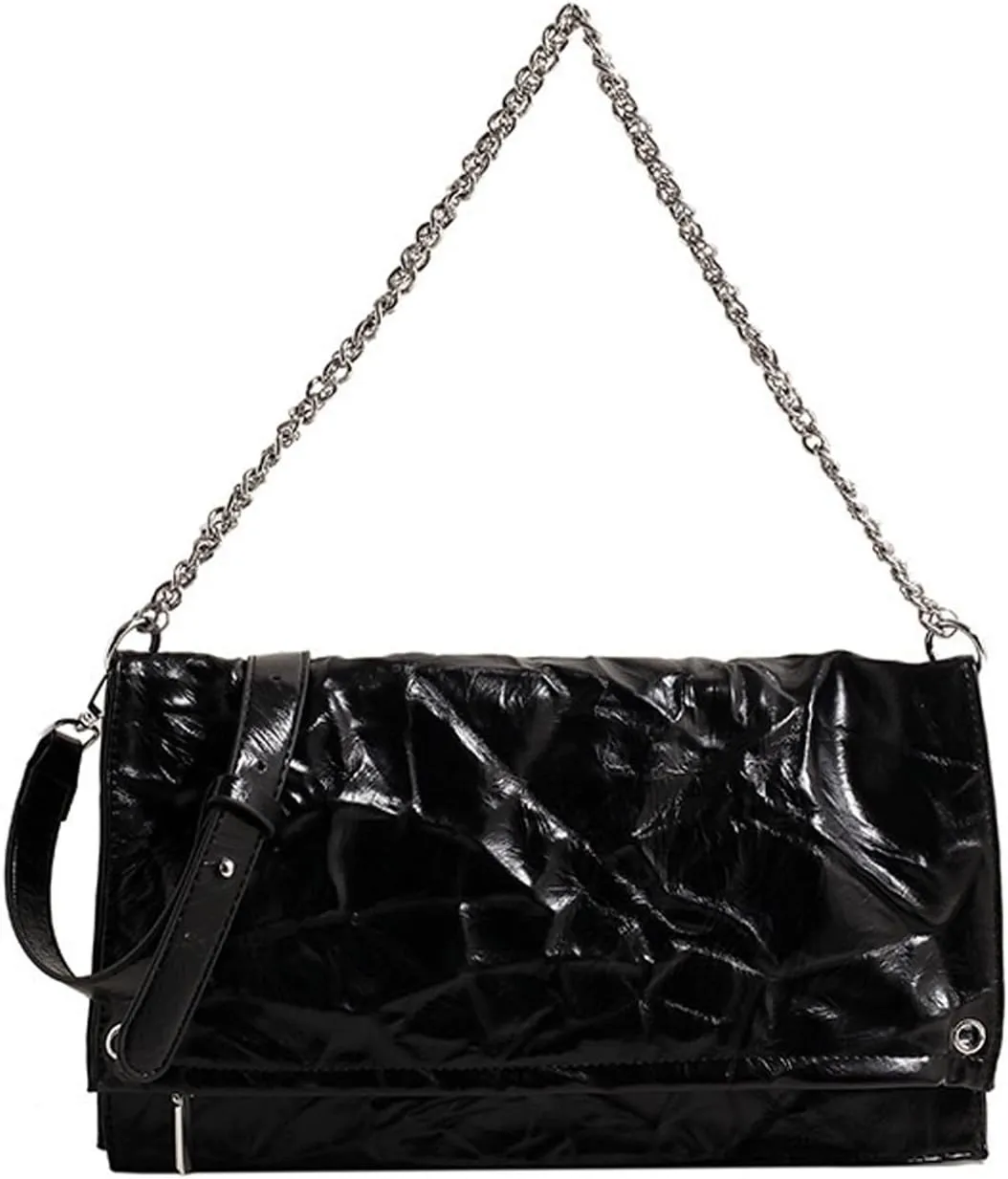 Women'S Pleated Leather Chain Shoulder Hobo Bag Fashion Large Capacity Foldable Tote Handbags for work Commute