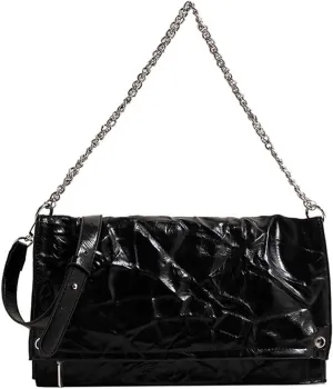 Women'S Pleated Leather Chain Shoulder Hobo Bag Fashion Large Capacity Foldable Tote Handbags for work Commute
