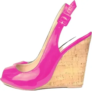 Women's Slingback Wedge Sandals, Black White Patent Summer Casual