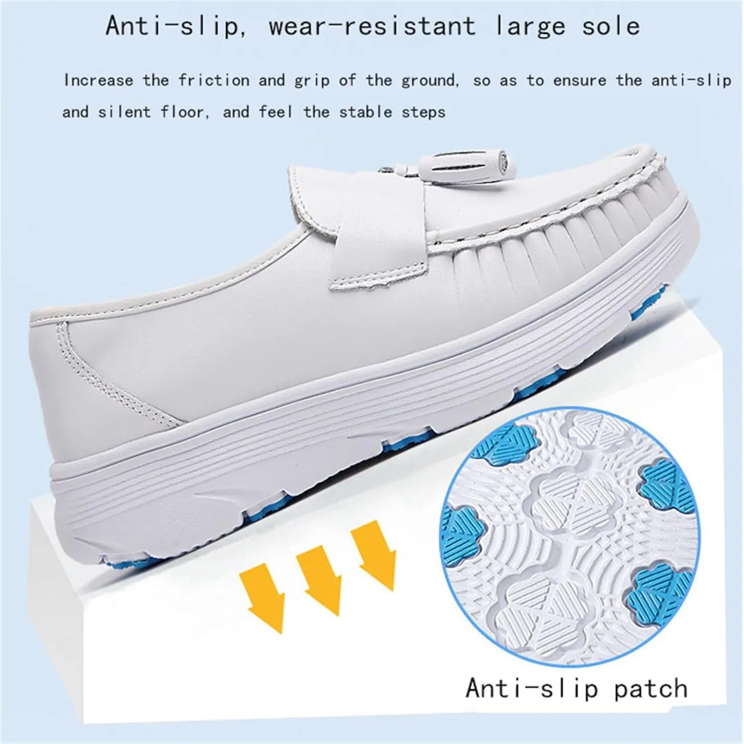 Women's Slip-On Air Cushion Orthopedic Breathable Platform Leather Nurse Shoes, Comfortable Non-Slip Nurse Hospital Work Moccasins, Ideal for Nurse Healthcare Crews