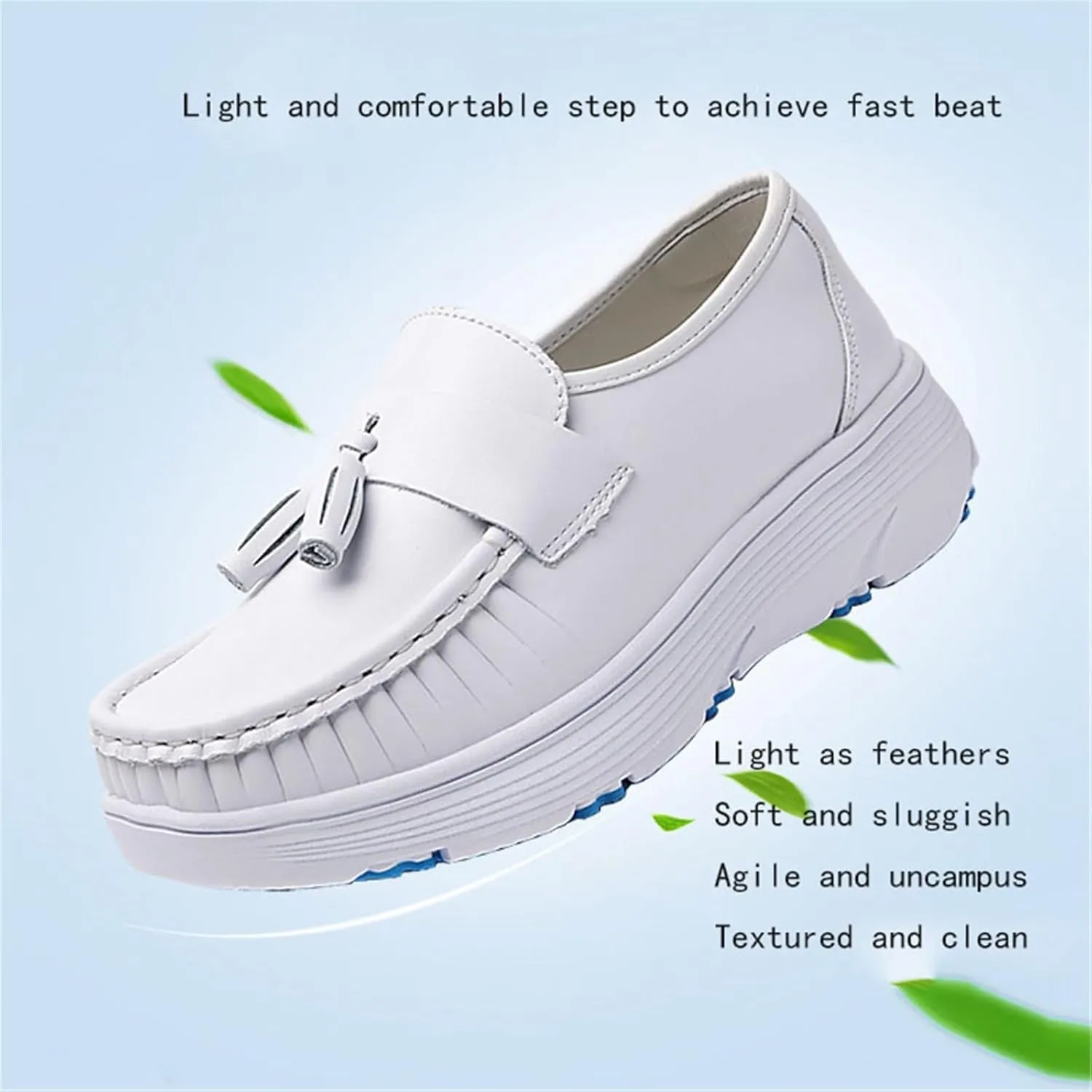 Women's Slip-On Air Cushion Orthopedic Breathable Platform Leather Nurse Shoes, Comfortable Non-Slip Nurse Hospital Work Moccasins, Ideal for Nurse Healthcare Crews