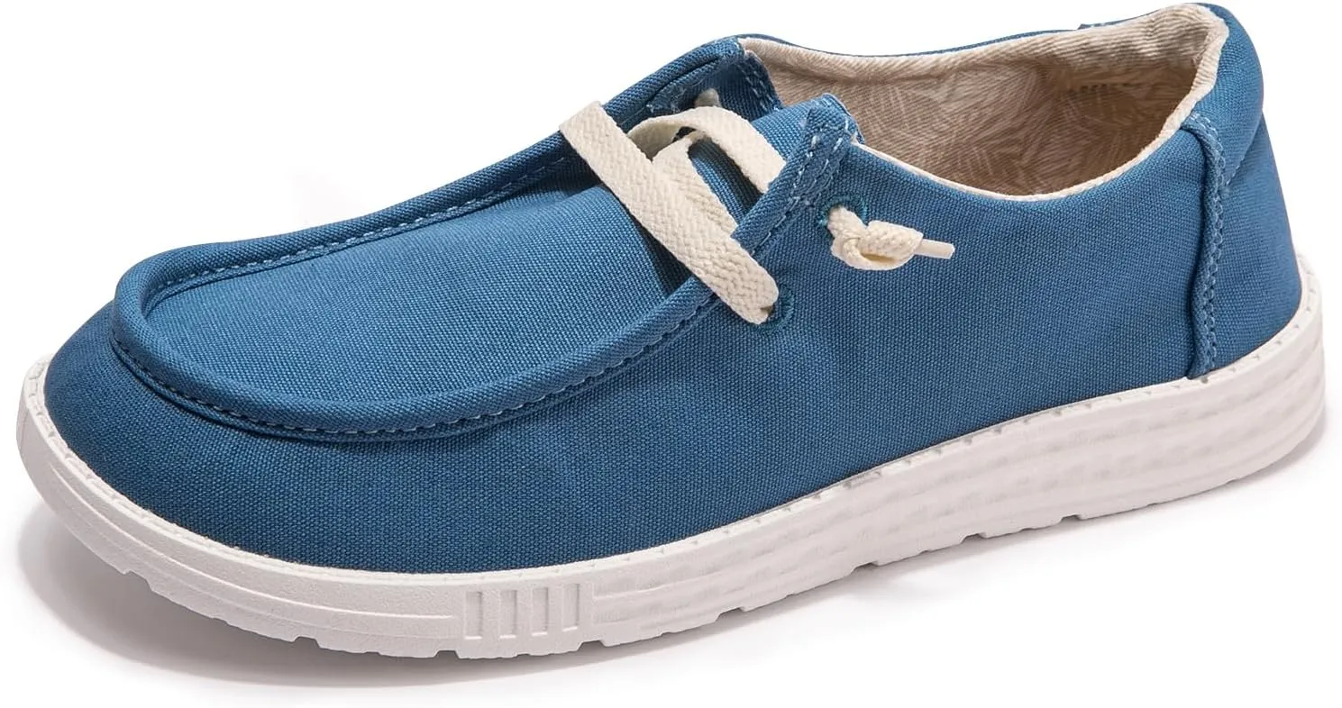Women's Slip On Canvas Loafers - Breathable Low Top Casual Sneakers for Walking, Outdoor & Travel - Anti-Slip Comfort Shoes with Lightweight EVA Sole
