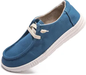 Women's Slip On Canvas Loafers - Breathable Low Top Casual Sneakers for Walking, Outdoor & Travel - Anti-Slip Comfort Shoes with Lightweight EVA Sole
