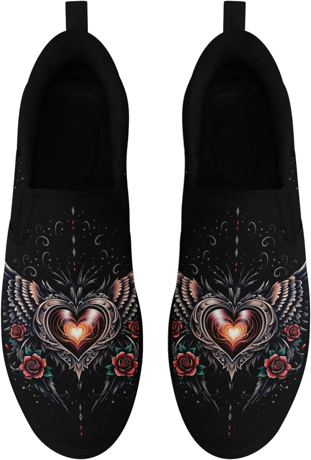 Women's Slip-on Canvas Shoes – Floral Skull Casual Loafers Trendy Comfortable Walking Skate Sneakers for Men