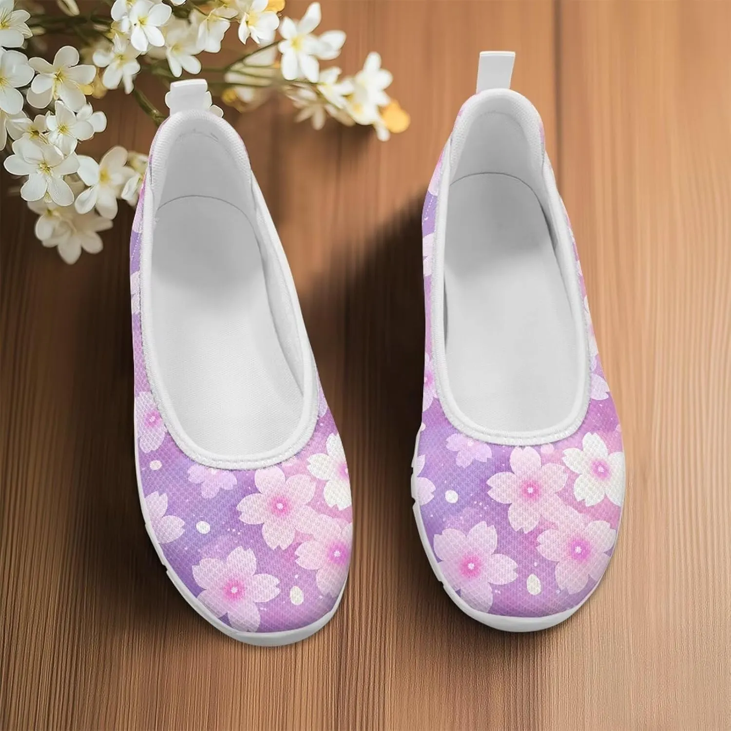 Womens Slip on Shoes Lightweight Printed Walking Shoes Stylish Loafers Non Slip Flat Shoes Low-top Casual Shoes SizeUS 6-11