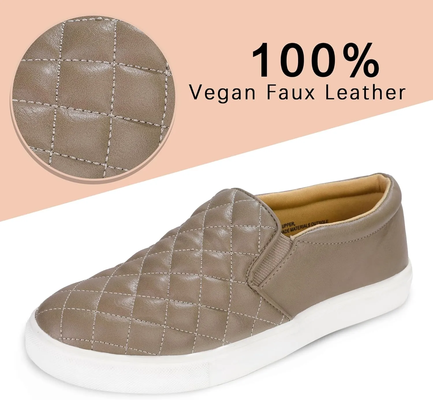 Womens Slip On Shoes PU Leather Black White Brwon Casual Walking Shoes Low Top Sneakers for Women