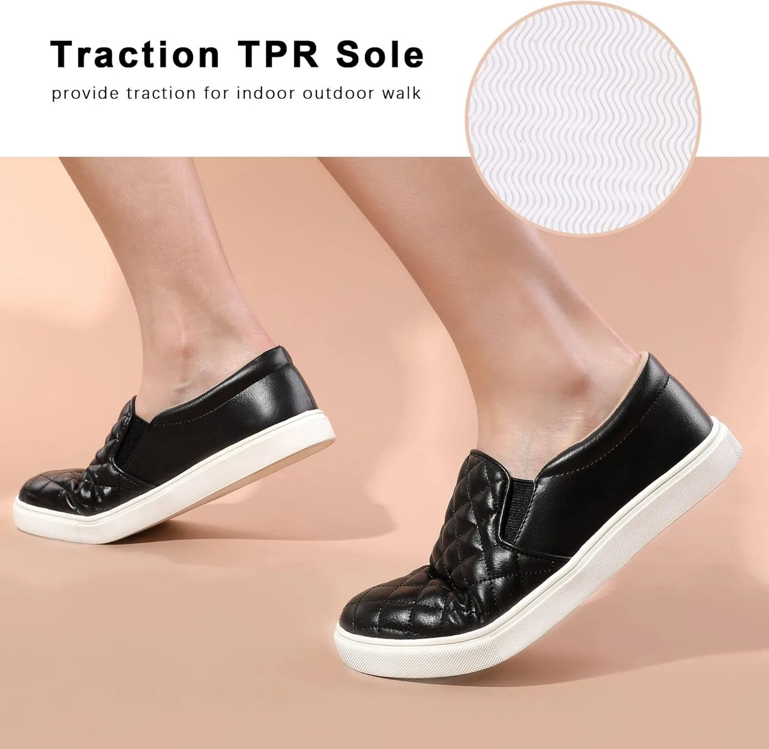 Womens Slip On Shoes PU Leather Black White Brwon Casual Walking Shoes Low Top Sneakers for Women