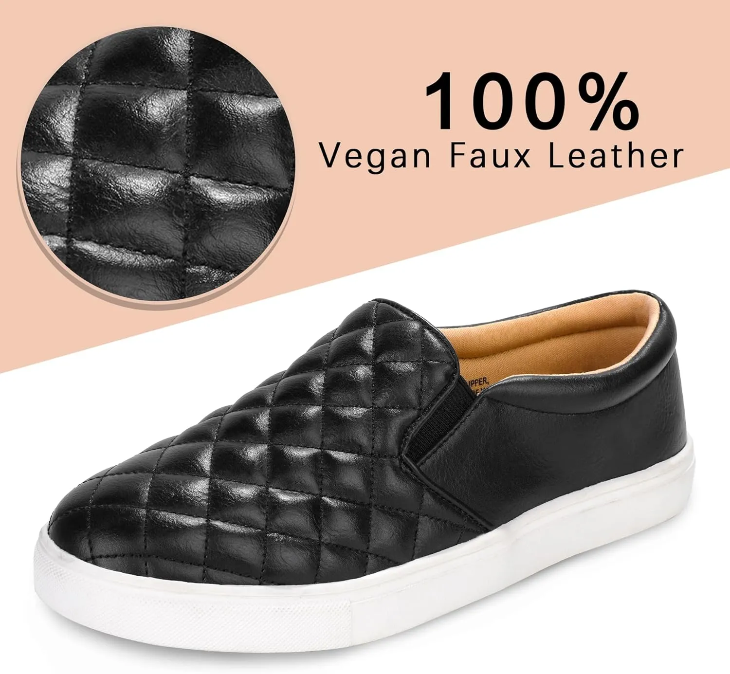 Womens Slip On Shoes PU Leather Black White Brwon Casual Walking Shoes Low Top Sneakers for Women
