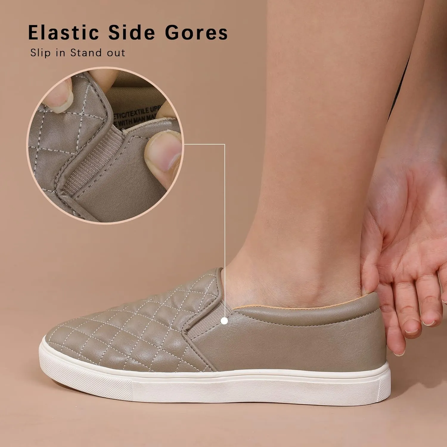 Womens Slip On Shoes PU Leather Black White Brwon Casual Walking Shoes Low Top Sneakers for Women