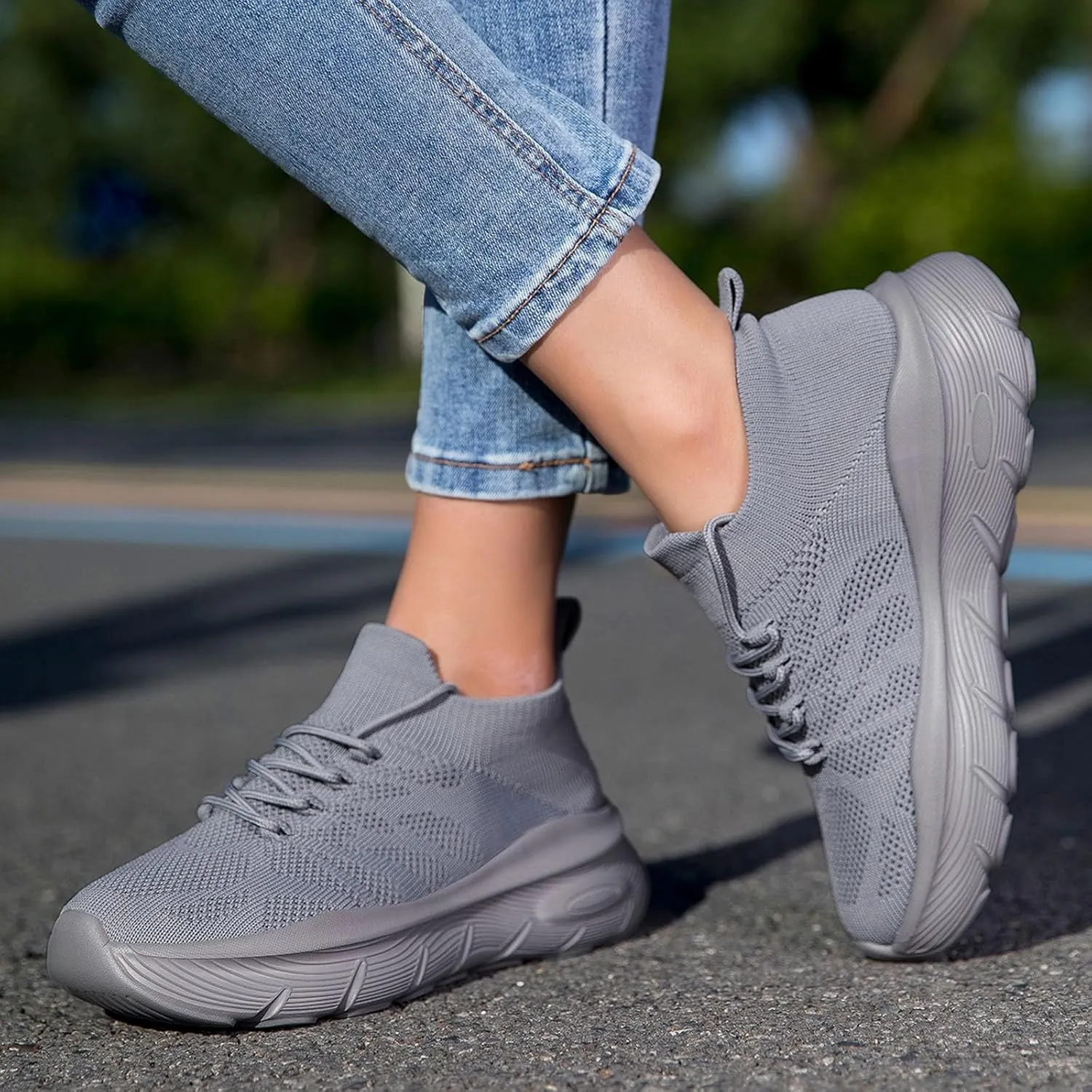 Women's Spring and Summer Fashion Solid Color Mesh Lace Up Sneakers Casual Comfortable Womens Size 8 Water Socks