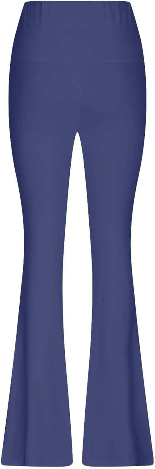 Womens Stretch High Waist Legging Trendy Outdoor Running Exercise Regular Yoga Pant Solid Color Casual Flared Trouser