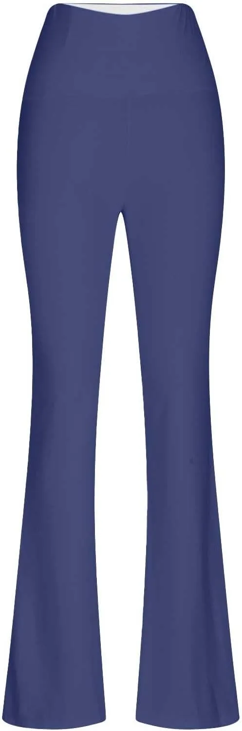 Womens Stretch High Waist Legging Trendy Outdoor Running Exercise Regular Yoga Pant Solid Color Casual Flared Trouser