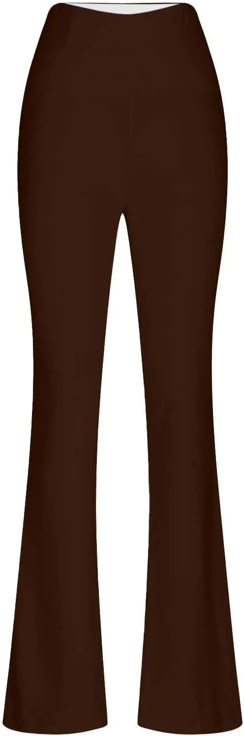 Womens Stretch High Waist Legging Trendy Outdoor Running Exercise Regular Yoga Pant Solid Color Casual Flared Trouser