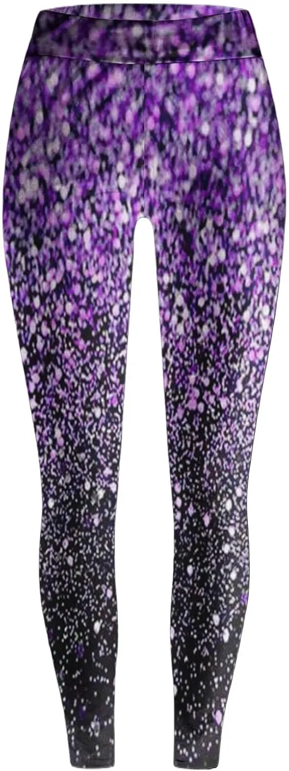 Womens Tummy Control Leggings Fashion Floral Printed Slim Gym Yoga Travel Pants Stretchy High Waisted Casual Trousers