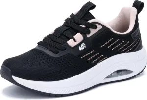 Women's Walking Shoes with Arch Support Orthotic Sneakers for Plantar Fasciitis Heel and Foot Pain Relief Tennis BlackPeach Size 6