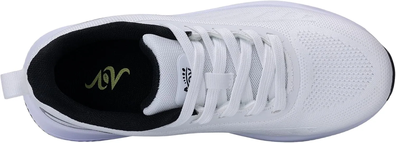 Women's Walking Shoes with Arch Support Orthotic Sneakers for Plantar Fasciitis Heel and Foot Pain Relief Tennis White Size 7.5