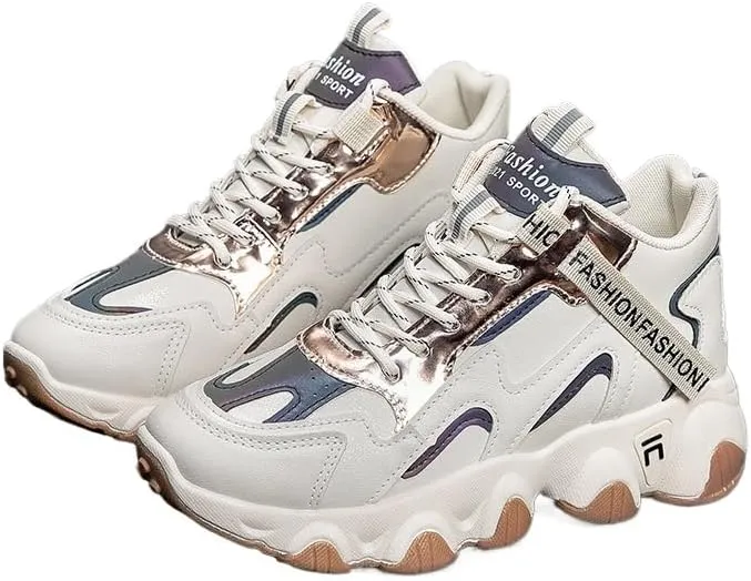 Womens Waterproof Thermal Chunky Sneakers - Durable Non-Slip Sole, Stylish Colorblock Design, Comfortable Lace-up Winter Shoes for All-Weather Wear