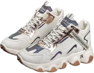 Womens Waterproof Thermal Chunky Sneakers - Durable Non-Slip Sole, Stylish Colorblock Design, Comfortable Lace-up Winter Shoes for All-Weather Wear