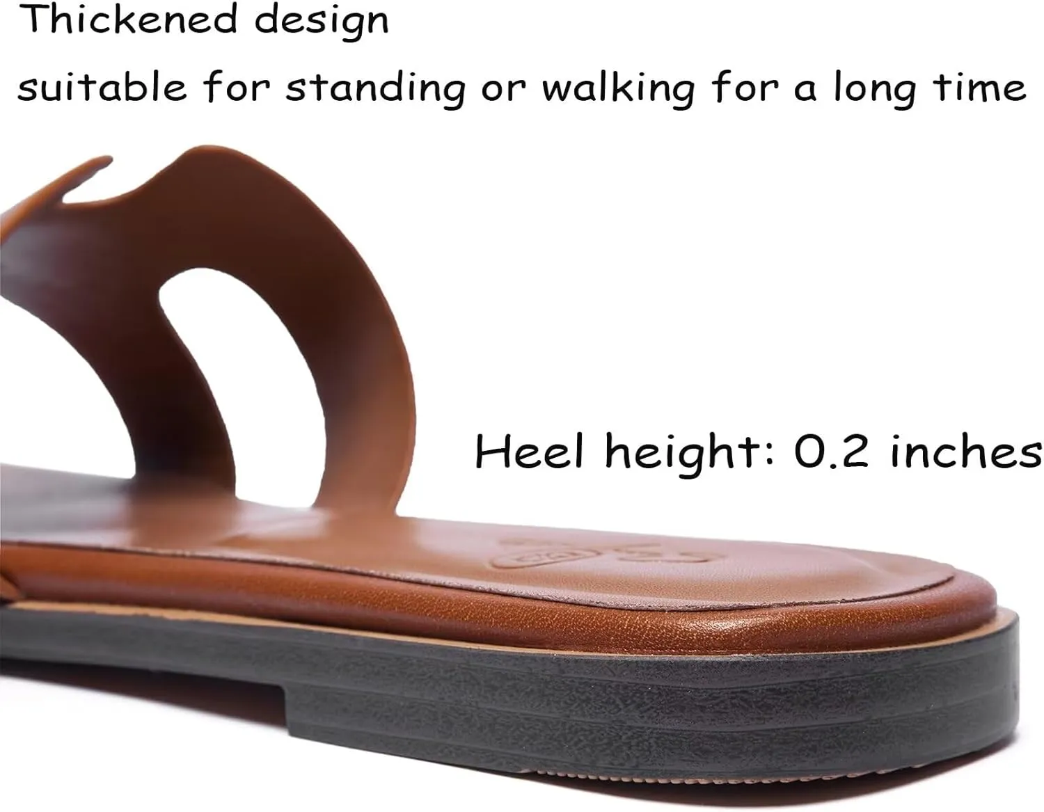 Women's Wide Width Leather Flat Sandals Slipper 2025 Summer Fashion Comfortable Memory Foam Slides for Women Footwear