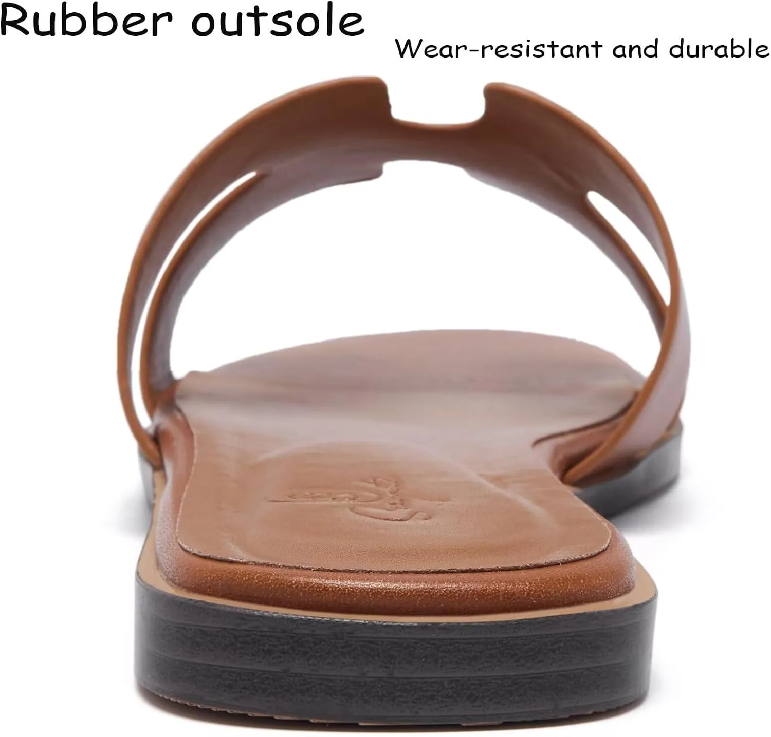 Women's Wide Width Leather Flat Sandals Slipper 2025 Summer Fashion Comfortable Memory Foam Slides for Women Footwear