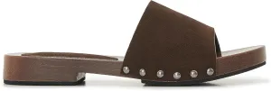 Womens's Wooden Style Block Heel Sandal Open Toe Platform Clogs Rivet Studed Slip On Summer Mules