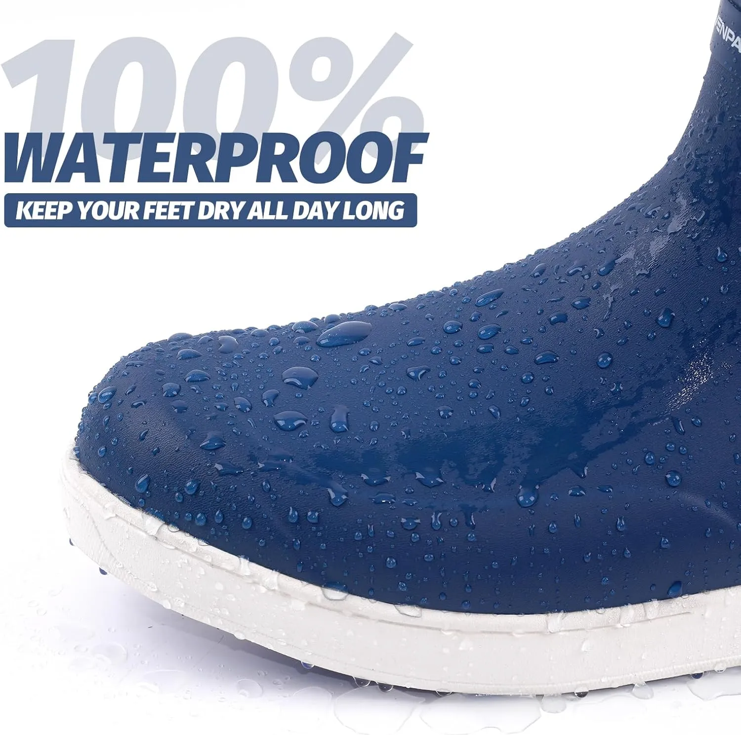 WOVENPAK Deck Boots for Men, Rain Boots Men, Waterproof Fishing Boots, Mens Deck Boots, Anti-slip Rubber Work Ankle Rain Boots Shoes for Outdoor Fishing, Boating, Size 6-13